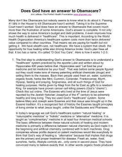 Does God have an answer to Obamacare?