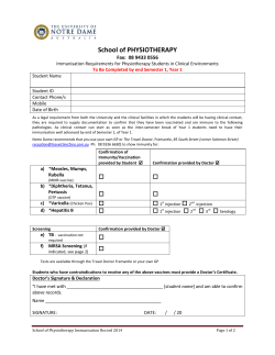 School of PHYSIOTHERAPY - University of Notre Dame