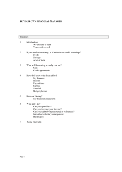 BE YOUR OWN FINANCIAL MANAGER Contents 1