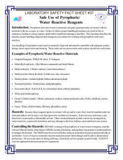Safe Use of Pyrophoric/ Water Reactive Reagents
