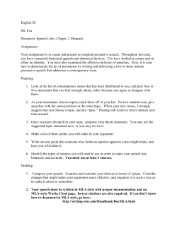 English III Mr. Fox Persuasive Speech Unit (2 Pages, 2 Minutes