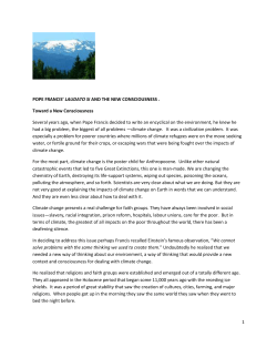1 POPE FRANCIS` LAUDATO SI AND THE NEW CONSCIOUSNESS