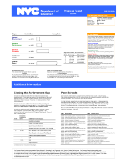 Additional Information Closing the Achievement Gap Peer Schools