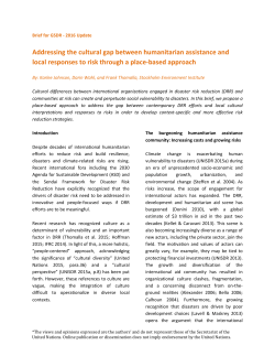 Addressing the cultural gap between humanitarian assistance and