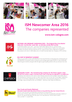 ISM Newcomer Area 2016 The companies represented