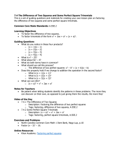 7.4 The Difference of Two Squares and Some Perfect Square