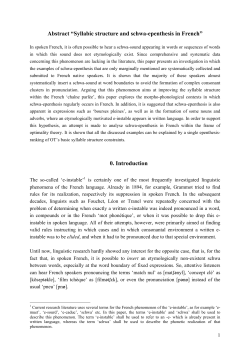 Abstract &ldquo;Syllabic structure and schwa