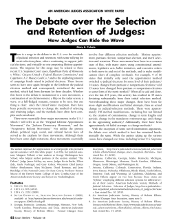 The Debate over the Selection and Retention of Judges