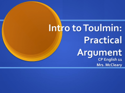 Notes - Toulmin Logic - Arcanum