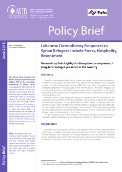 Lebanese Contradictory Responses to Syrian Refugees Include