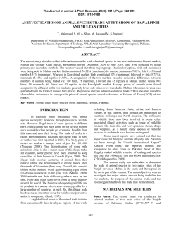 an investigation of animal species trade at pet shops of rawalpindi