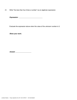 21. Write &ldquo;five less than four times a number&rdquo; as an algebraic