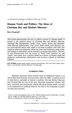 Human Needs and Politics: The Ideas of