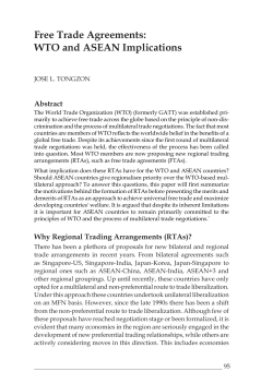Free Trade Agreements: WTO and ASEAN Implications