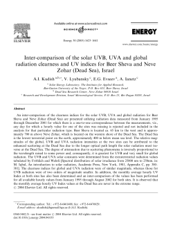 Inter-comparison of the solar UVB, UVA and global