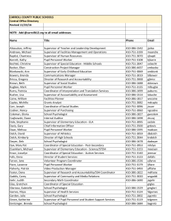 the central office directory - Carroll County Public Schools