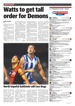 North hopeful Goldstein will face Dogs