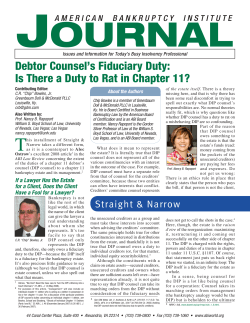 Debtor Counsel`s Fiduciary Duty: Is There a Duty to Rat in Chapter 11?