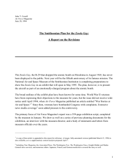 The Smithsonian Plan for the Enola Gay: A