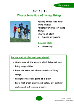 Unit 1L.1: Characteristics of living things