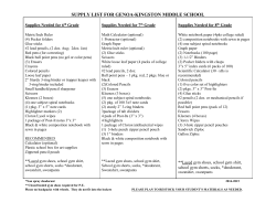 SUPPLY LIST FOR GENOA MIDDLE SCHOOL
