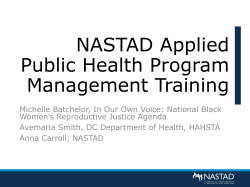NASTAD Applied Public Health Program Management Training