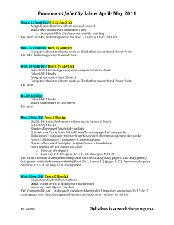 Romeo and Juliet Syllabus April