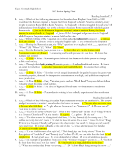 2012 Senior Spring Final Reading Standard 3.7 1