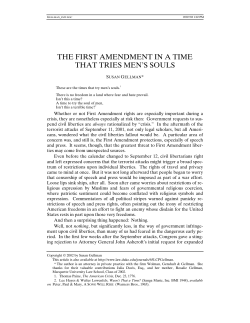 The First Amendment in a Time That Tries Men`s Souls