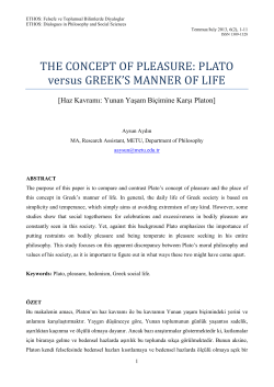 THE CONCEPT OF PLEASURE: PLATO versus GREEK`S MANNER