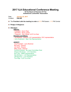 Conference Jan 22, 2017 - Institutional Locksmiths` Association