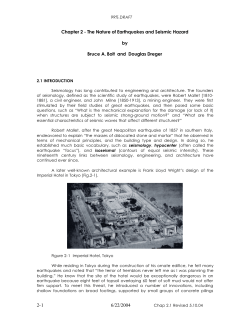 Chapter 2 - The Nature of Earthquakes and Seismic Hazard by