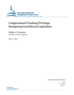 Congressional Franking Privilege: Background and Recent Legislation