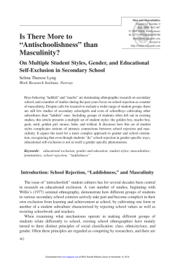 Is There More to &ldquo;Antischoolishness&rdquo; than Masculinity?
