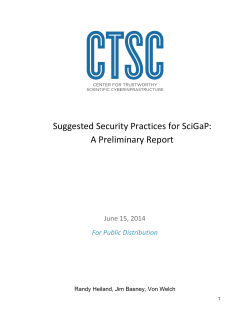 Suggested Security Practices for SciGaP:аа A Preliminary Report