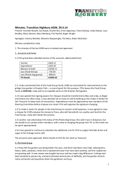 Minutes, Transition Highbury AGM, 29.4.14