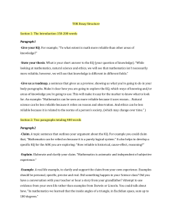 TOK Essay Structure Section 1: The Introduction 150