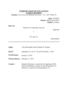 Citation: Nova Scotia (Community Services) v. PF, 2017 NSSC 43