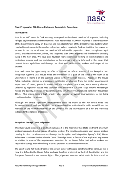 Nasc Proposal on RIA House Rules and Complaints Procedure