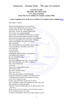 Annexure &ndash; Enuma Elish &ndash; The epic of creation