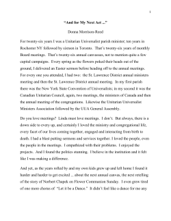 &ldquo;And for My Next Act ...&rdquo; Donna Morrison-Reed For twenty