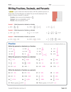 Writing Fractions, Decimals, and Percents