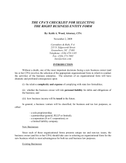 The CPAs Checklist for Selecting the Right Business Entity