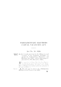 (Casual Vacancies) Act 1920 No 18