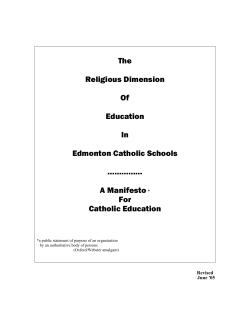 A Manifesto* For Catholic Education