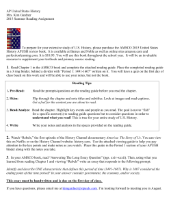 AP United States History Mrs. Kim Gardner 2015