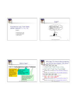 Logic? What is logic? Why logic? To reason about programs, e.g.