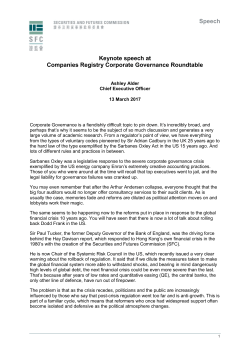 Keynote speech at Companies Registry Corporate Governance