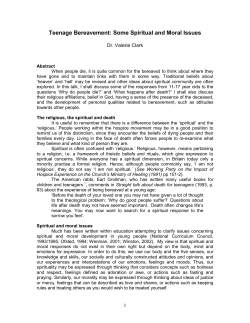 Teenage Bereavement: Some Spiritual and Moral Issues