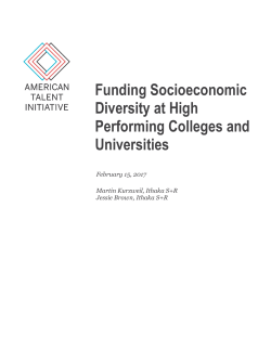 Funding Socioeconomic Diversity at High Performing Colleges and